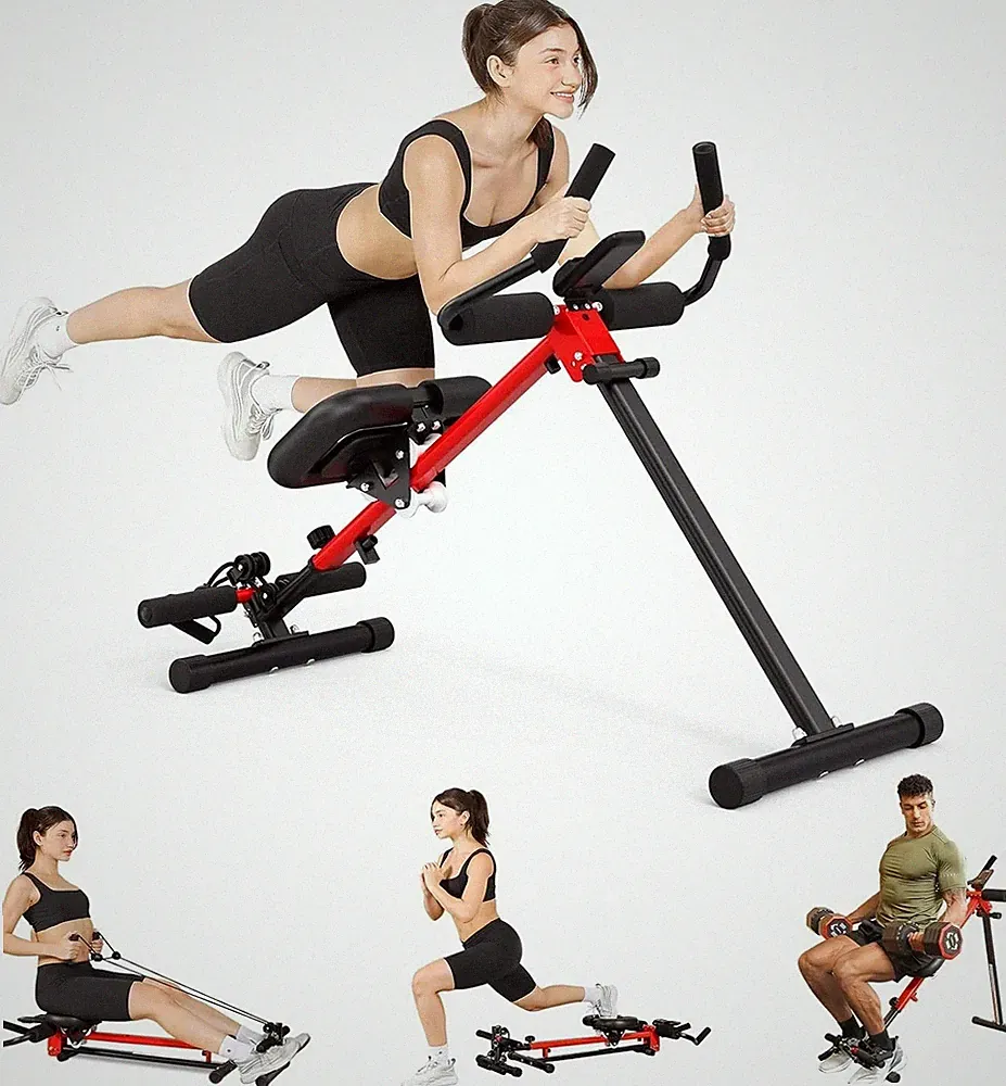 2-in-1 Ab & Rowing Machine - Foldable, 7-Length Adjustable, for Home Gym