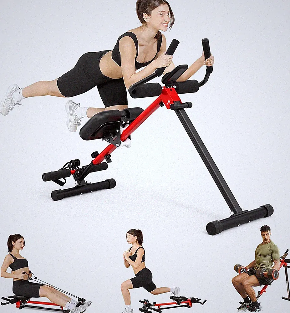2 in 1 Ab & Rowing Machine, Foldable Ab Workout Equipment, Adjustable Ab Trainer