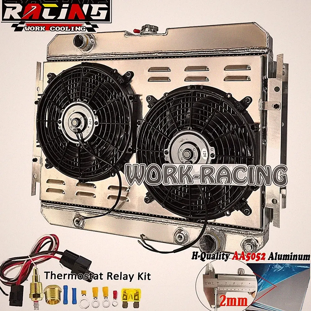 2-Row Aluminum Radiator Shroud Fan For 1963-1968 Chevy Impala/ EL Camino 64 65 W