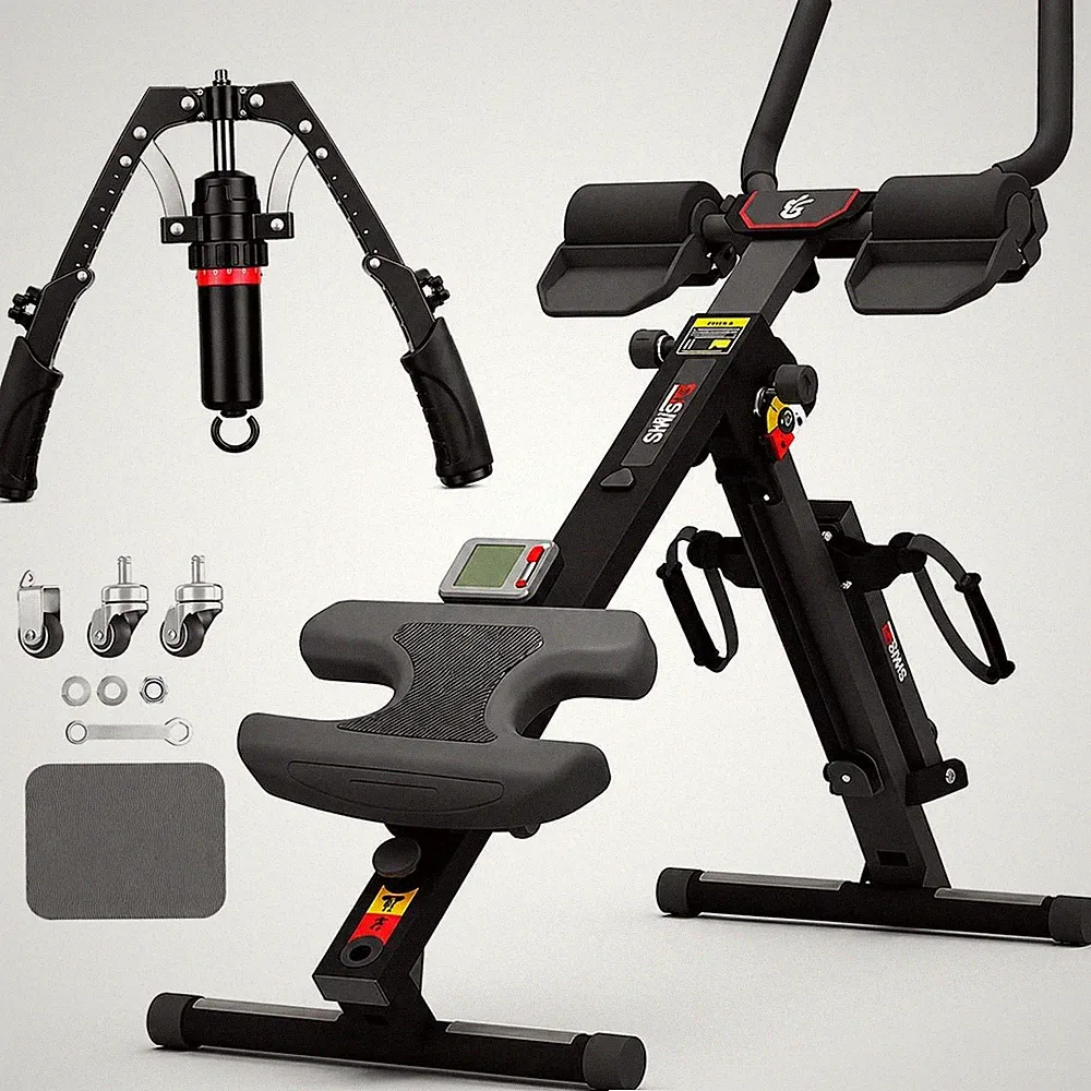 3 in 1 Ab Machine Foldable Rowing Machine & Cable System Core Trainer Abdominal