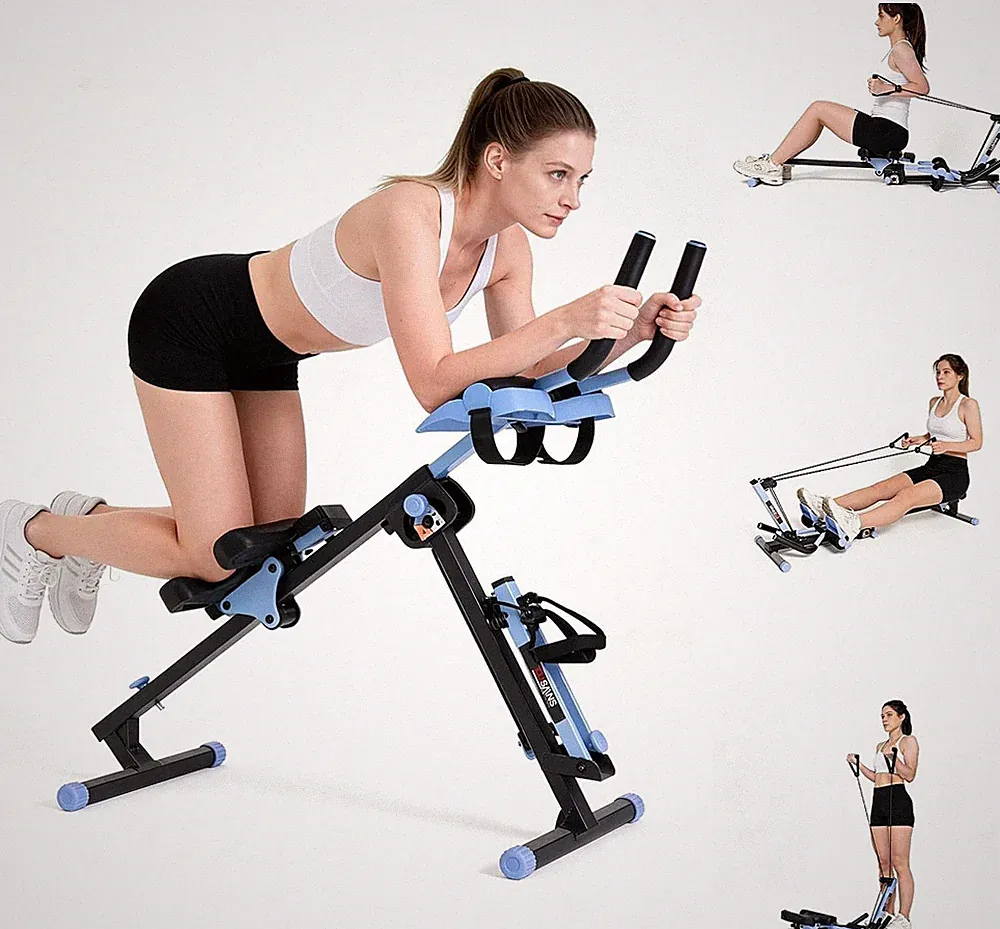 3 in 1 Ab Machine Foldable Rowing Machine & Cable System Core Trainer