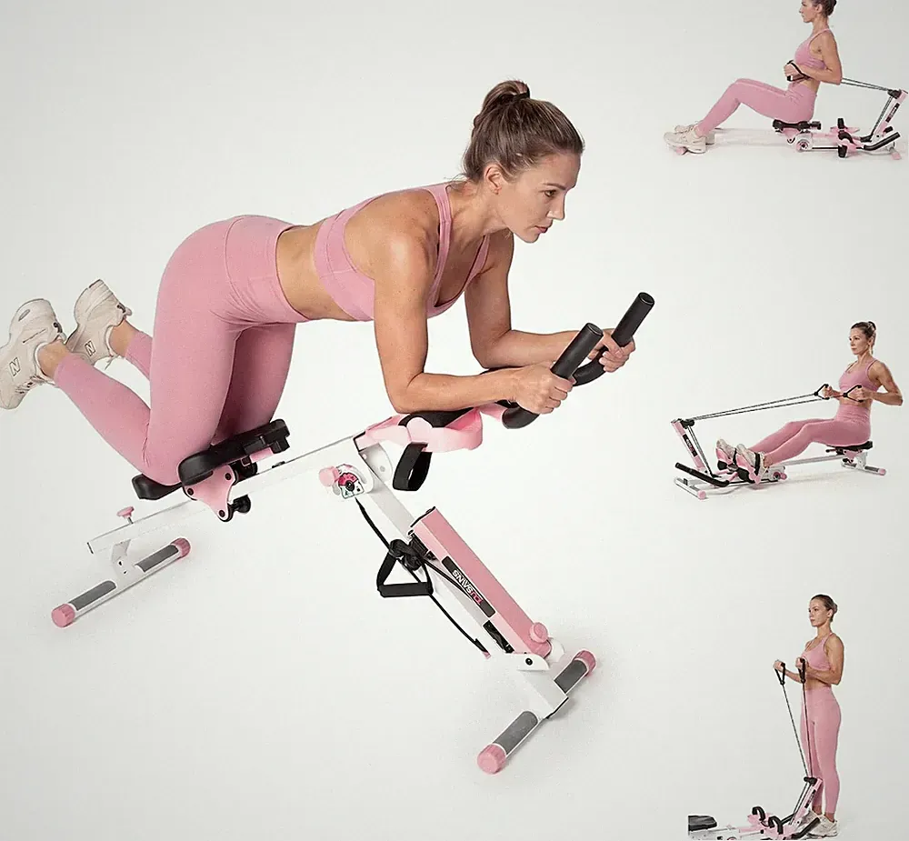 3 in 1 Ab Machine Foldable Rowing Machine & Cable System Core Trainer US