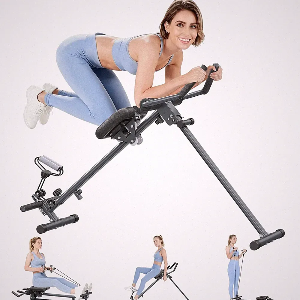 4-in-1 Rowing Machine, Ab Machine – Foldable Full Body Workout Equipment with...