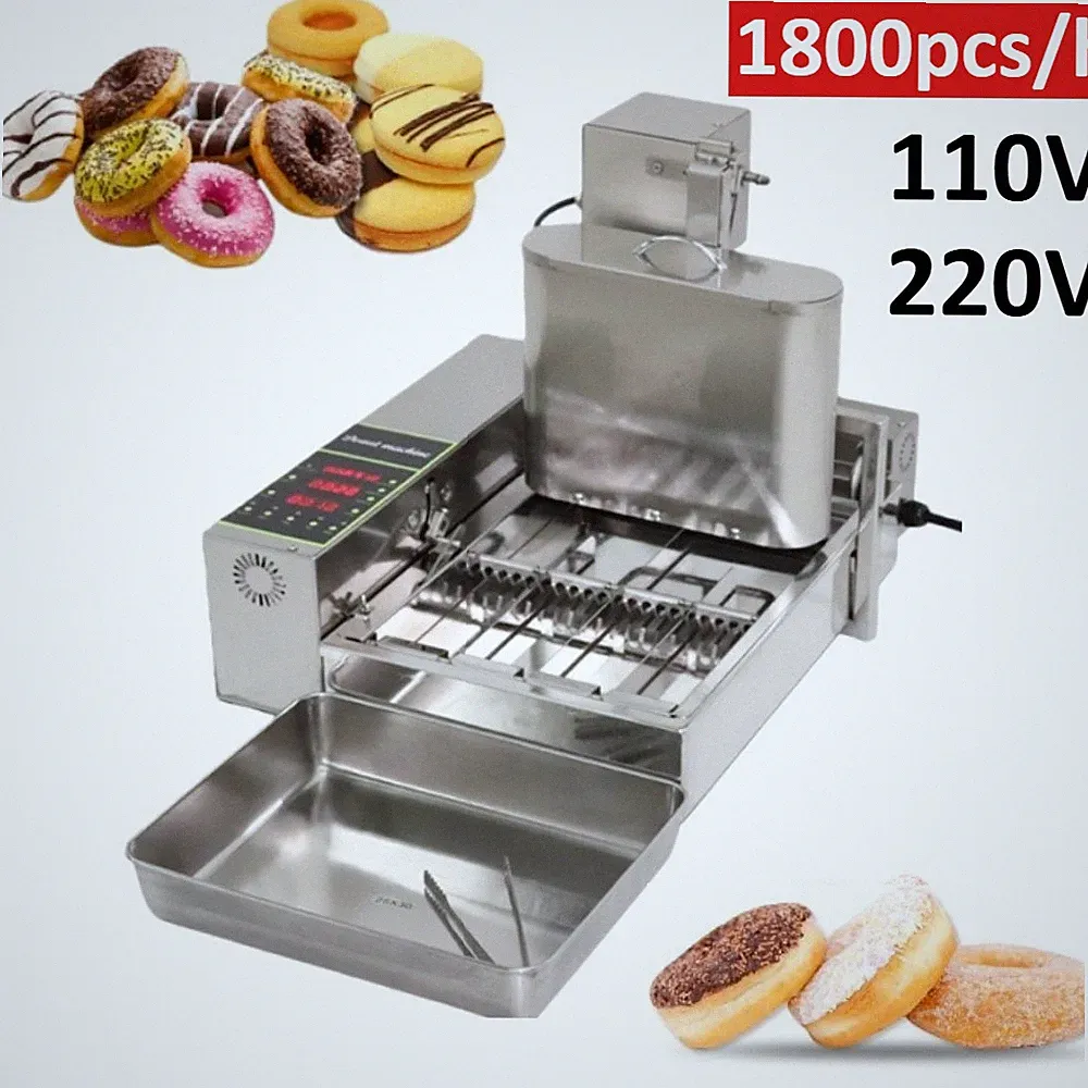 4 Rows Commercial Automatic Donut Machine Stainless Steel Doughnut 1800pcs/h New