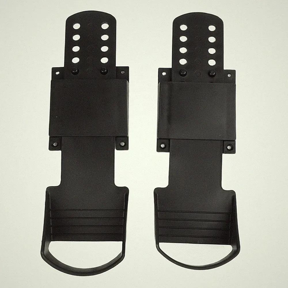 A Pair of Strong and Reliable Black Plastic Rowing Machine Foot Pedals