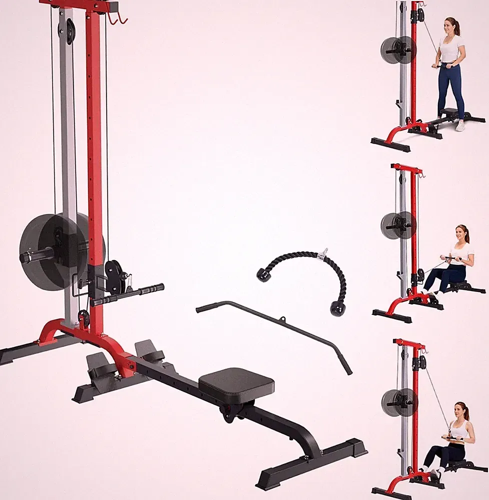 Adjustable 2-in-1 Rowing & Cable Machine, LAT Pulldown Low Row, Foldable 265lb