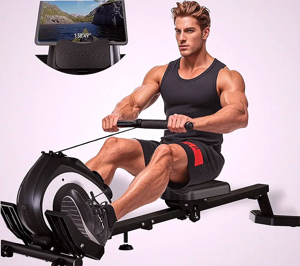 Adjustable Magnetic Rowing Machine - 8 Speeds, Fat Burn, 265 LBS Capacity
