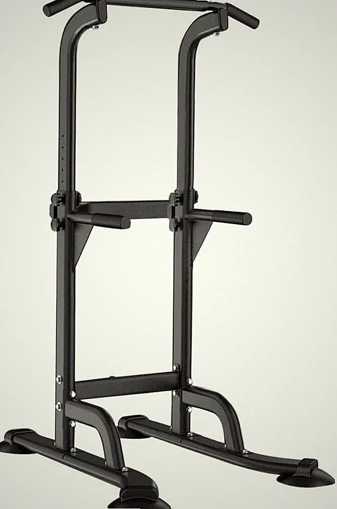 Adjustable Power Tower Pull Up Dip Station Strength Training Equipment Black
