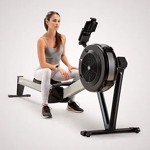 Air Resistance Rowing Machine with Transport Wheels 10 Levels - Black/Grey