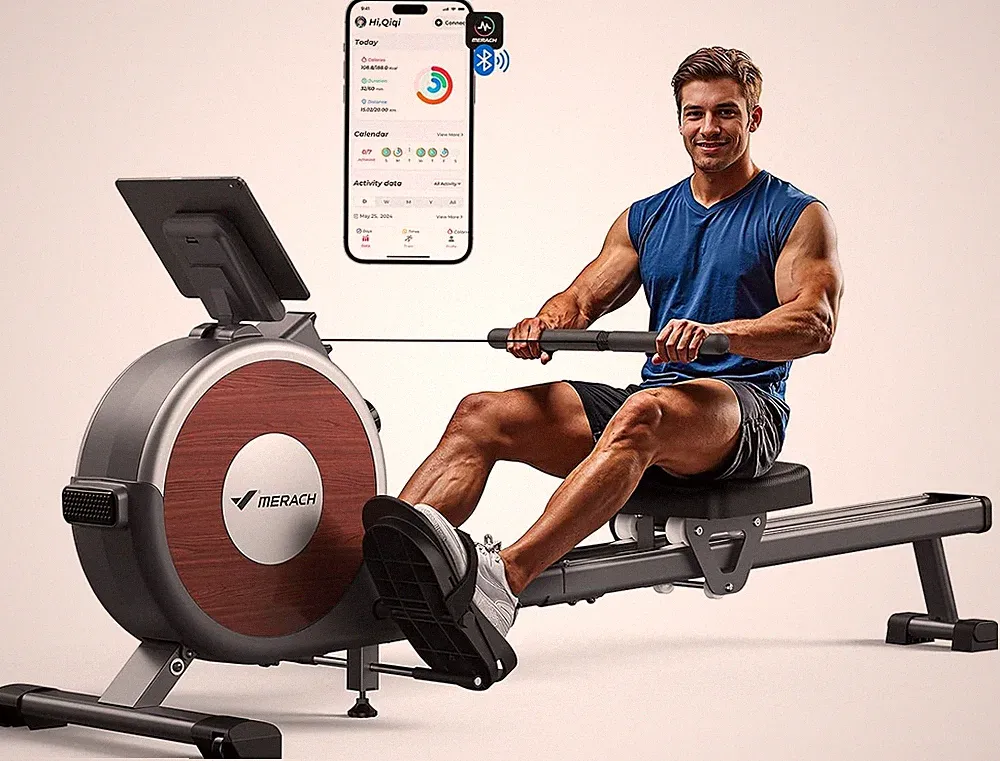 App Connected Rowing Machine Magnetic 16 Level Quiet