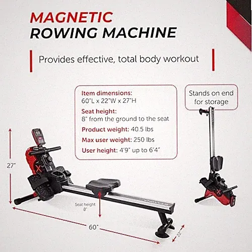 BLACK-RED - STAMINA MAGNETIC ROWER