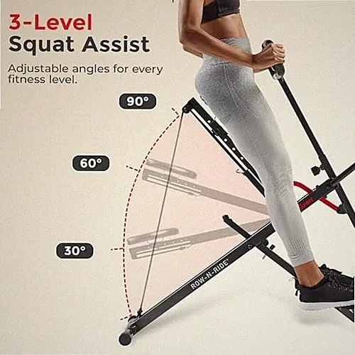 BLACK - SUNNY HEALTH & FITNESS SMART UPRIGHT ROW-N-RIDE TRAINER W/ADJUSTABLE