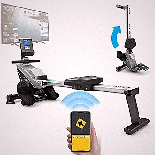 BLUEFIN FITNESS ROWER MACHINE BLADE HOME GYM FOLDABLE MAGNETIC - BLACK & GREY