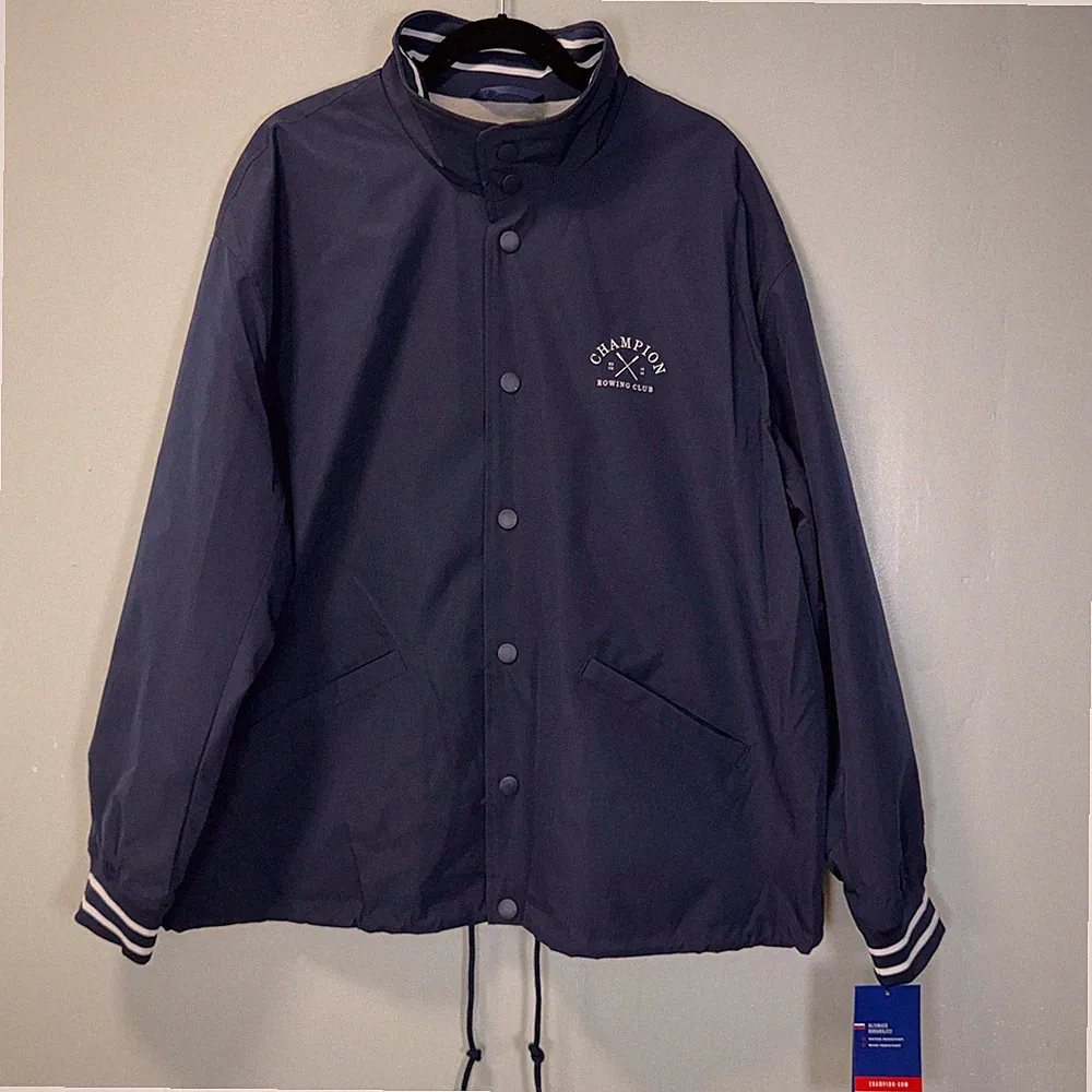 Champion Rowing Club Navy Blue Water Resistant Coaches Jacket Mens XL New