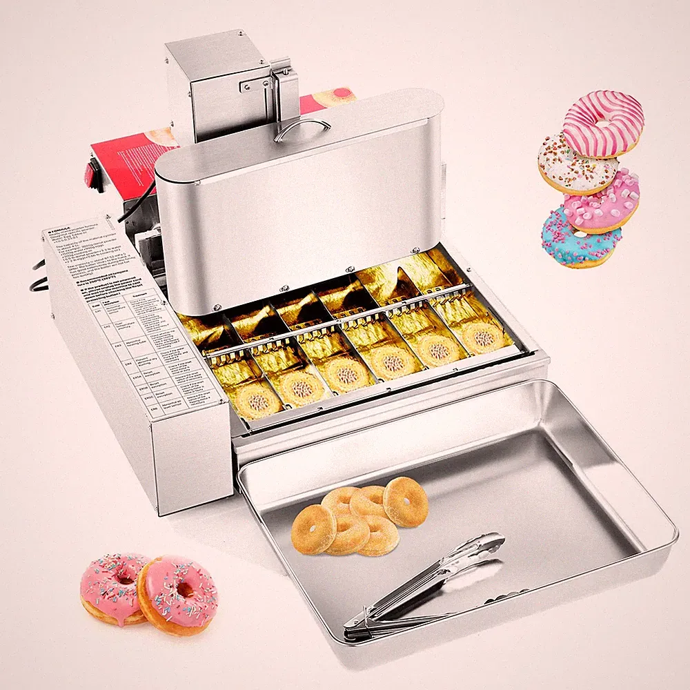 Commercial Automatic Donut Machine, 6-Row Electric Doughnut Maker 360/hr