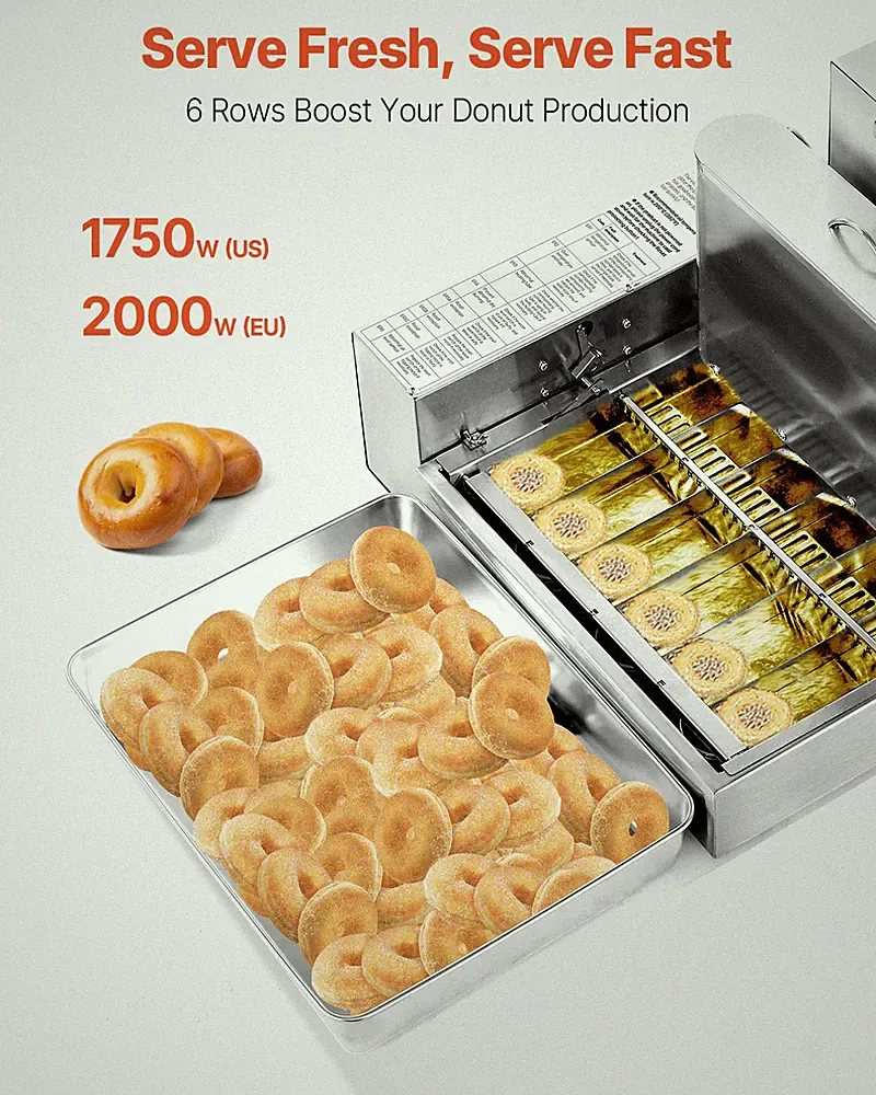 Commercial Automatic Donut Machine, 6-Row Electric Doughnut Maker 360/hr 769