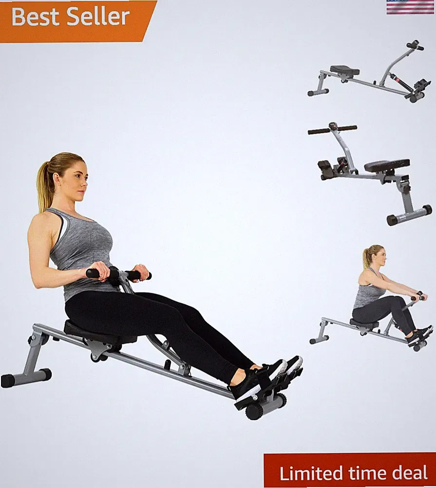 Compact Adjustable Rowing Machine with 12 Resistance Levels for Home Workouts