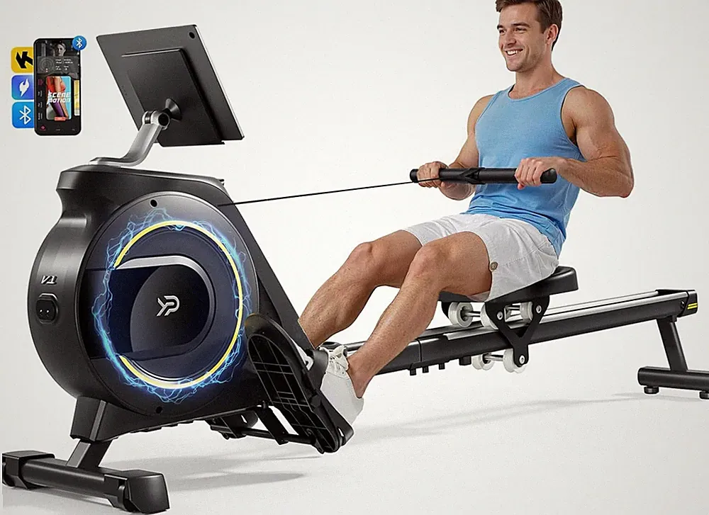 Compact Foldable Rowing Machine, 350 LB Capacity, 16-Level Silent Resistance