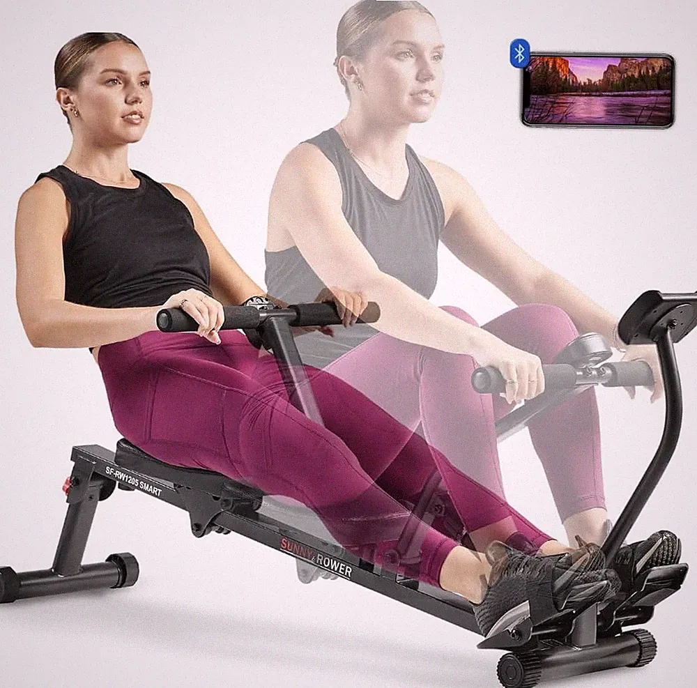 Compact Hydraulic Rower W/ 12-Level Resistance Full-Body Cardio Joint-Friendly