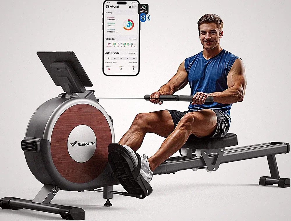 Compact Magnetic Rowing Machine with 16 Adjustable Levels for Home Use