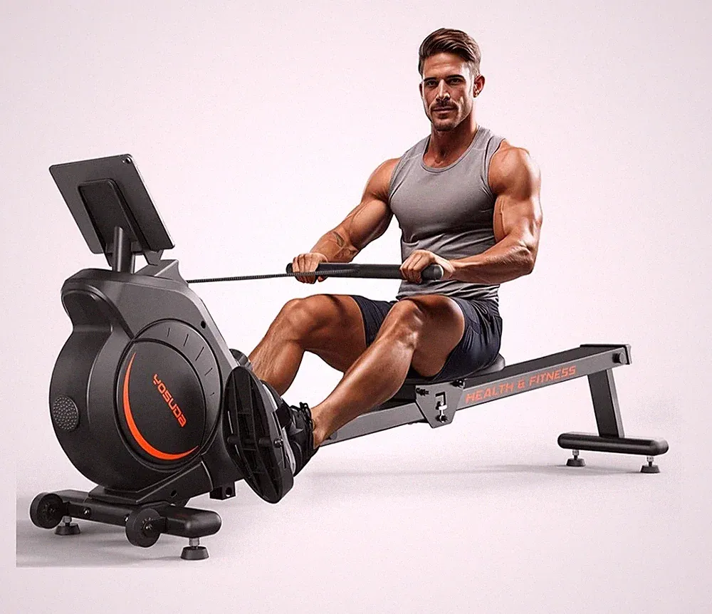 Compact Magnetic Rowing Machine with Digital Monitor - Perfect for Home Use