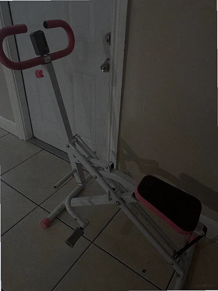 Compact Pink Home Squat Machine with 4 Resistance Bands for Full Body Workouts