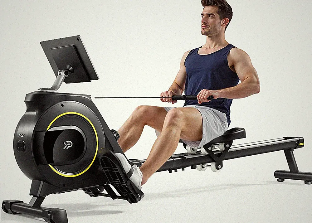 Compact Rowing Machine, 350 LB Capacity, 16-Level Silent Resistance, APP Support
