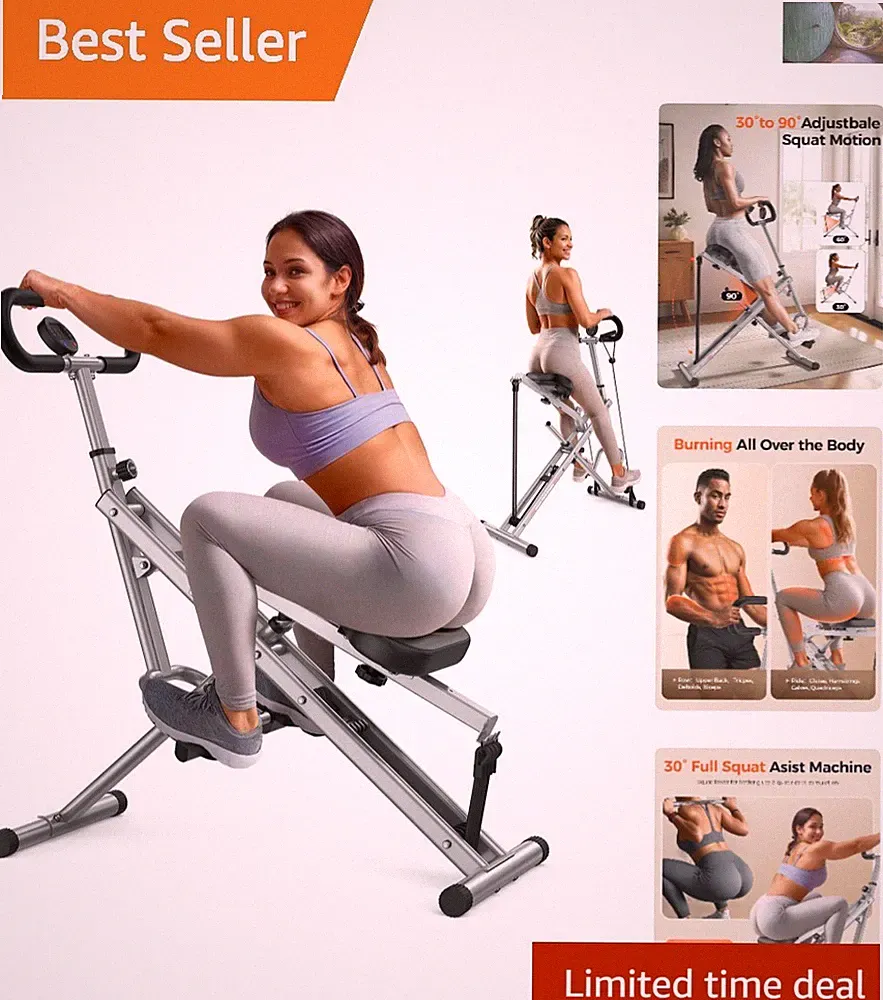 Compact Squat Machine with Resistance Bands - Full Body Fitness for 350lbs Users