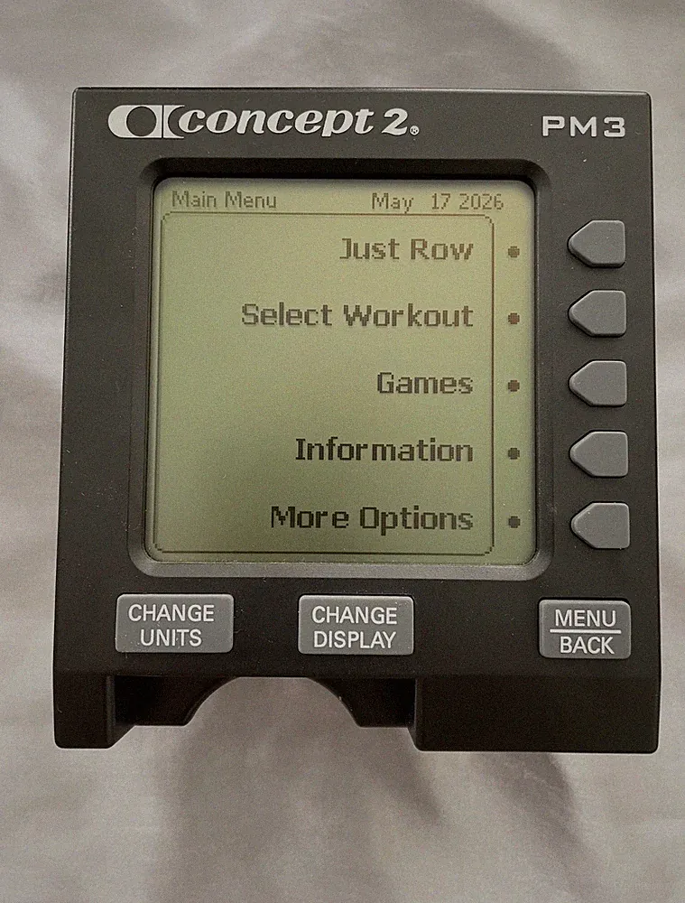 Concept2 PM3 Performance Monitor Rowing Machine Display Tested W/ Arm Cable Used