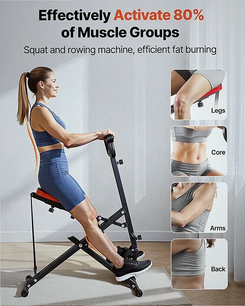 Deep Squat Machine Glute Trainer Rowing Exercise Equipment Foldable Home G 106