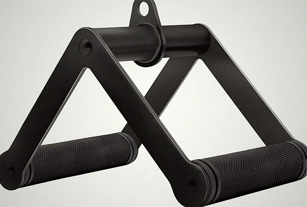 Double D Row Handle Cable Attachment for Weight Workout Heavy Duty Steel Black