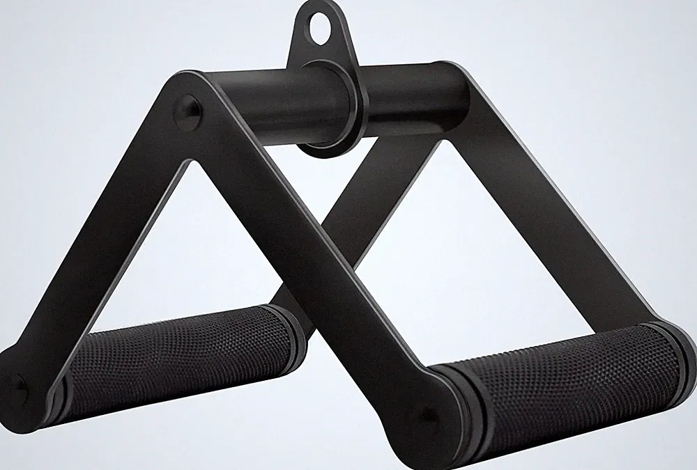 Double D Row Handle Cable Attachment for Weight Workout, Steel with Non-Slip Rub