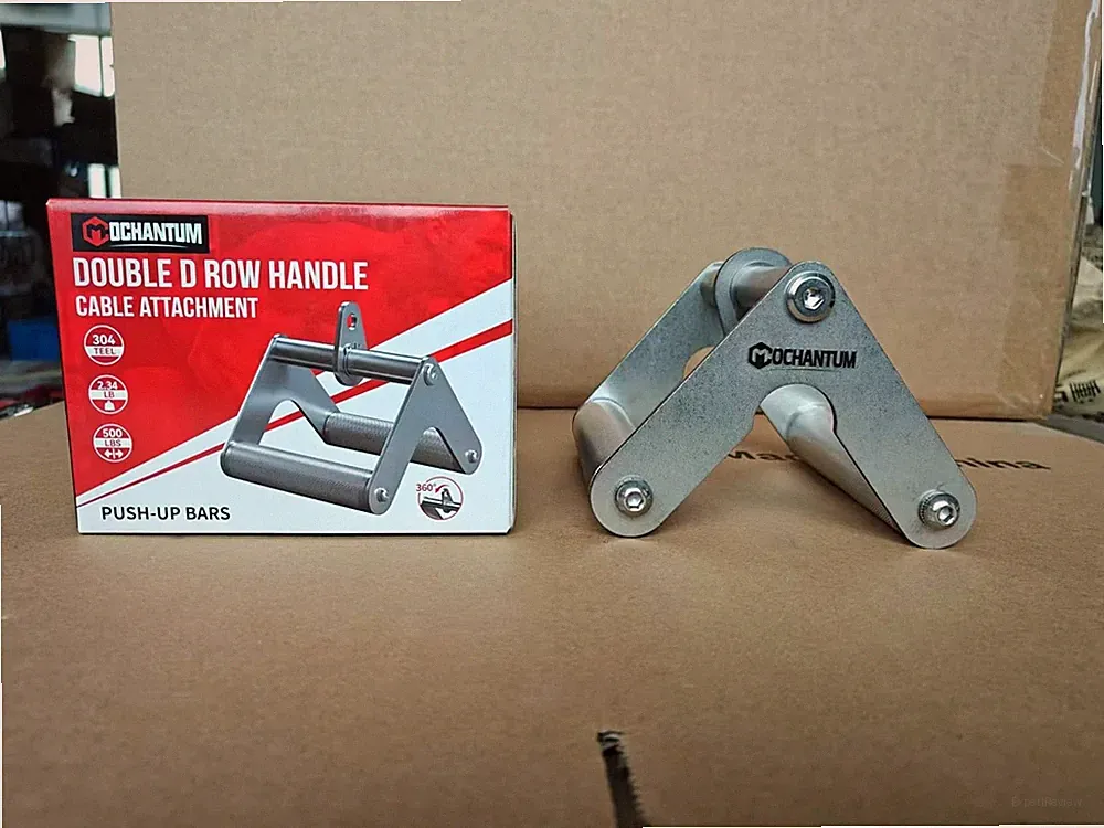 Double D Row Handle Cable Attachment, Stainless Steel V Bar with Non-Slip Alu...