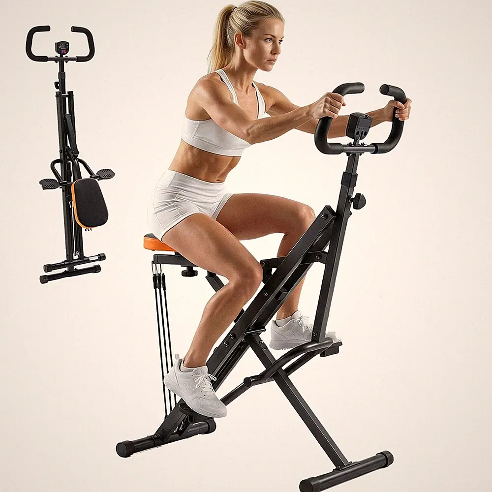 DUMOS Squat & Rower: Heavy Duty, Foldable, 330lb, Adj. Resistance Home Gym