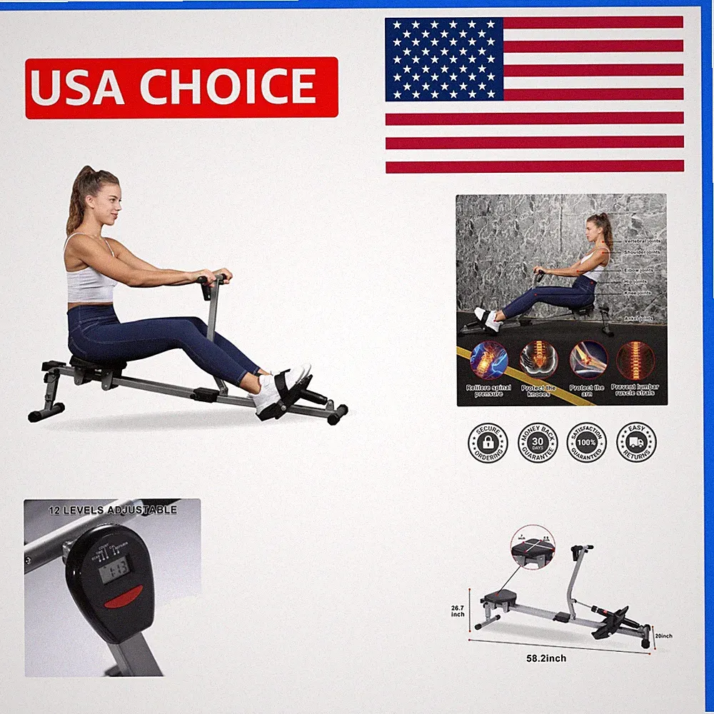 Durable Aluminum Rowing Ergometer with Adjustable Resistance & Comfort Features