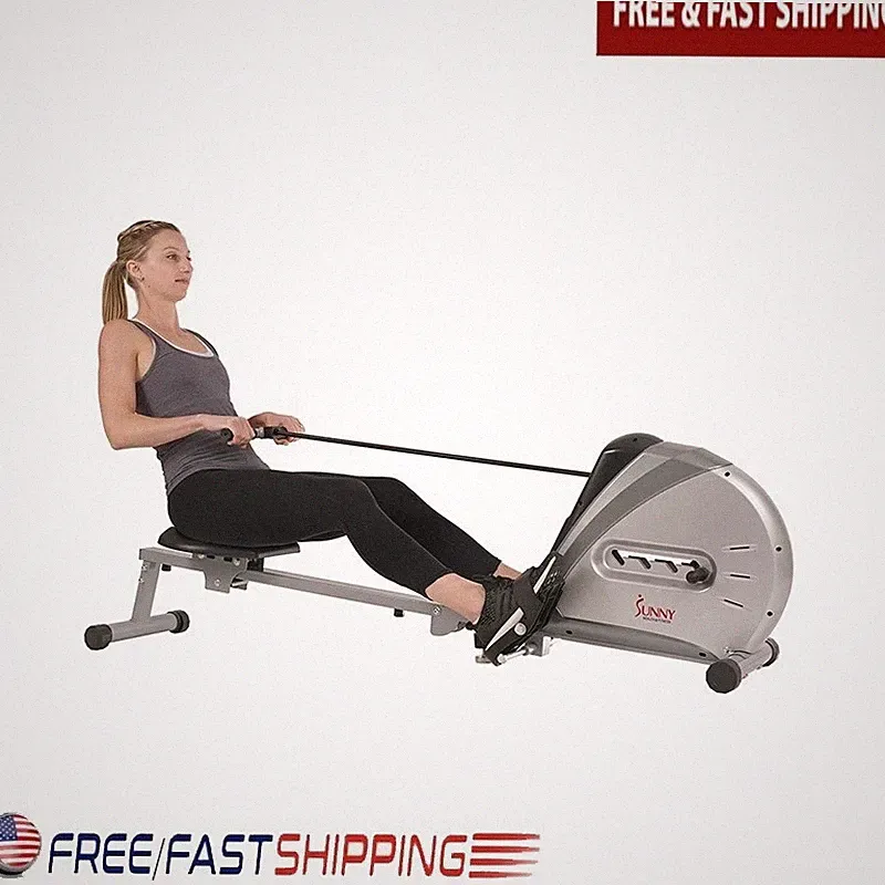 Elastic Cord Rowing Machine Full Body Workout Gym Rower w LCD Monitor Free App