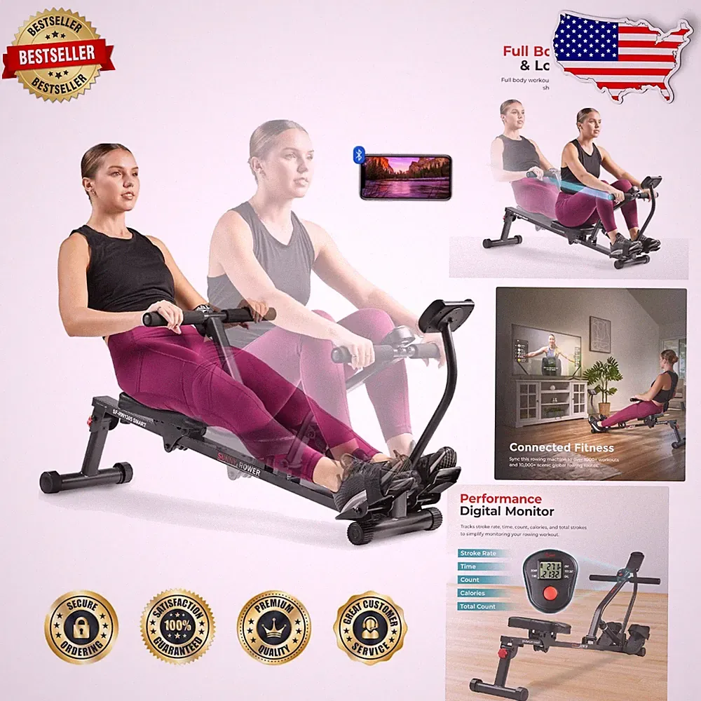 Ergonomic Rowing Machine: Full Body Workout, 12 Resistance Levels, Compact