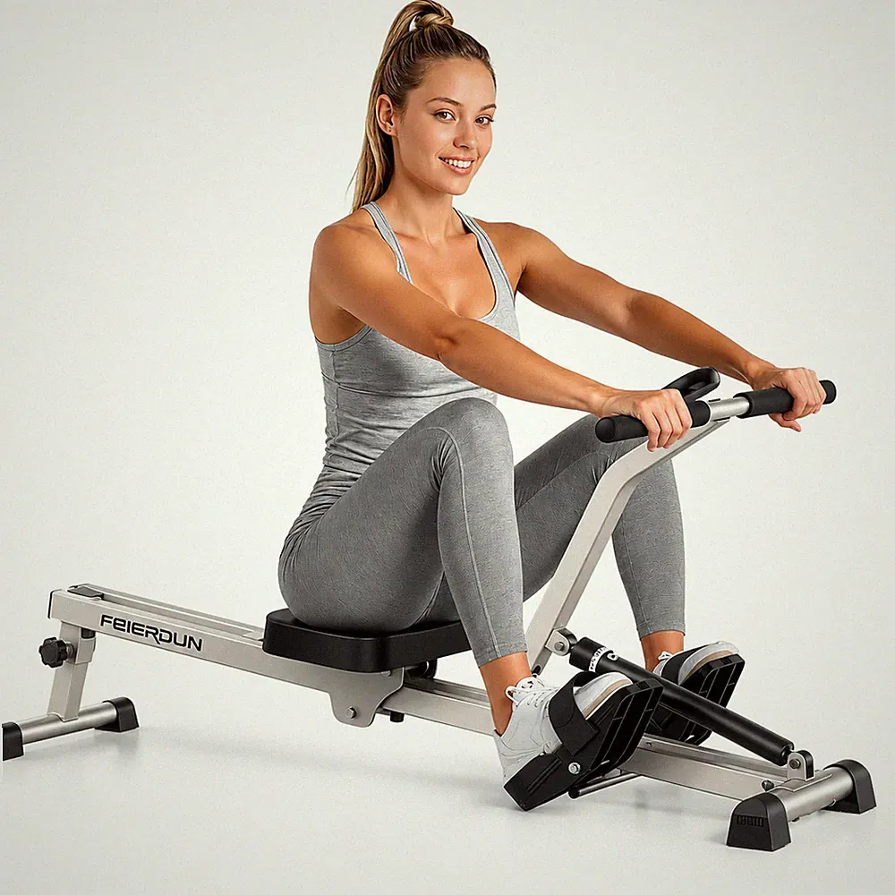 FEIERDUN Hydraulic Rowing Machine for Home,Adjustable Rower 12 Resistance Levels