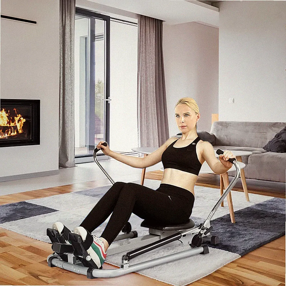 Fitness Home Gym Rowing Machine Rower w/Adjustable Double Hydraulic Resistance