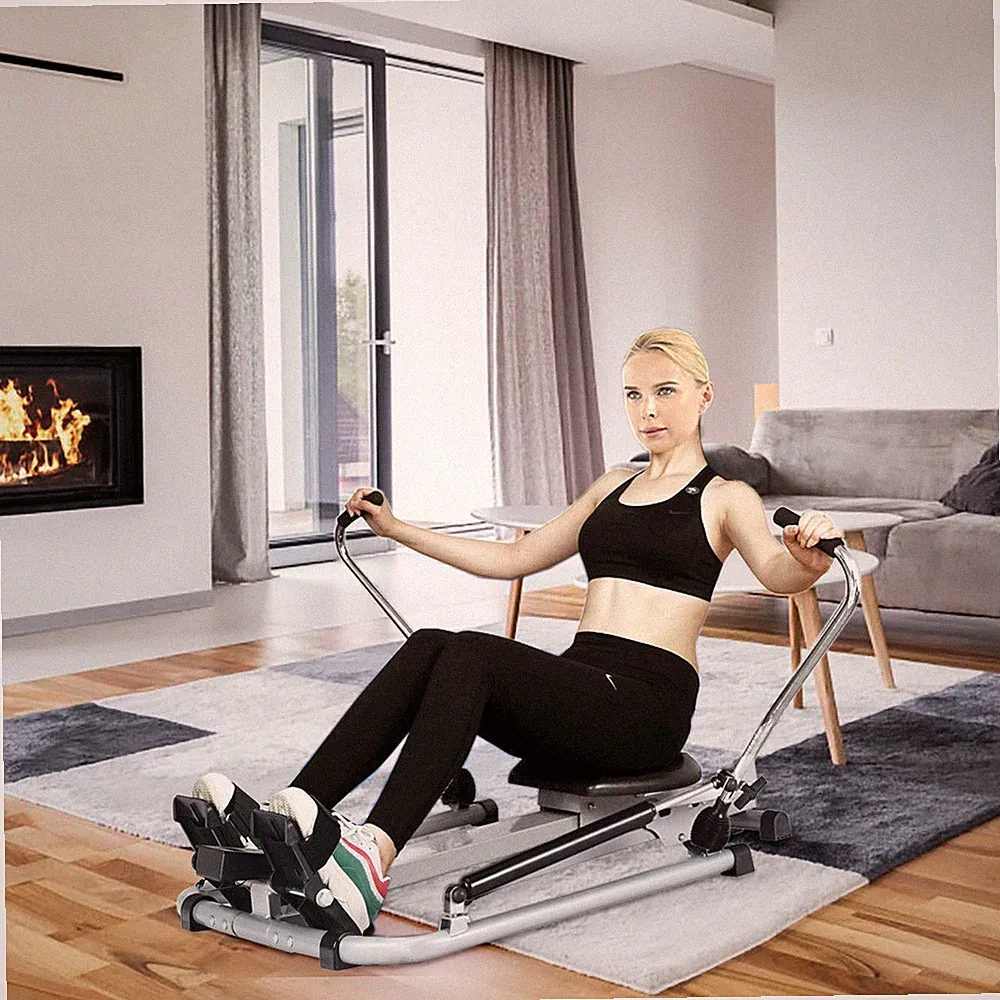 Fitness Home Gym Rowing Machine Rower w/Adjustable Double Hydraulic Resistance