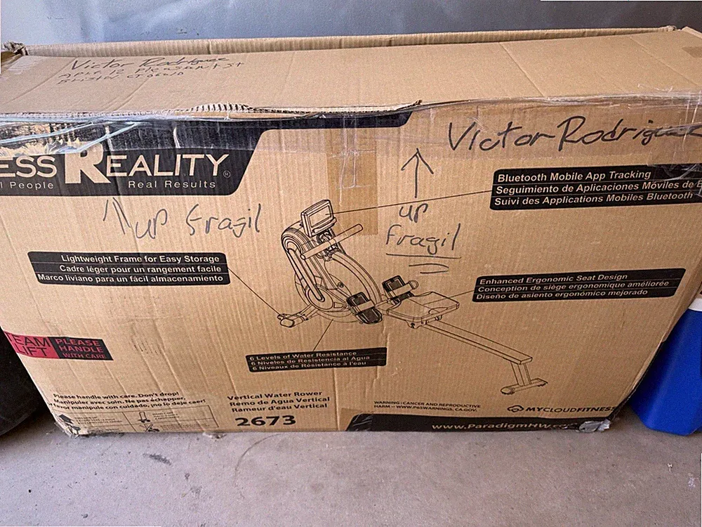 Fitness Reality 2673 Vertical Water Rower Rowing Machine Bluetooth - Local Only