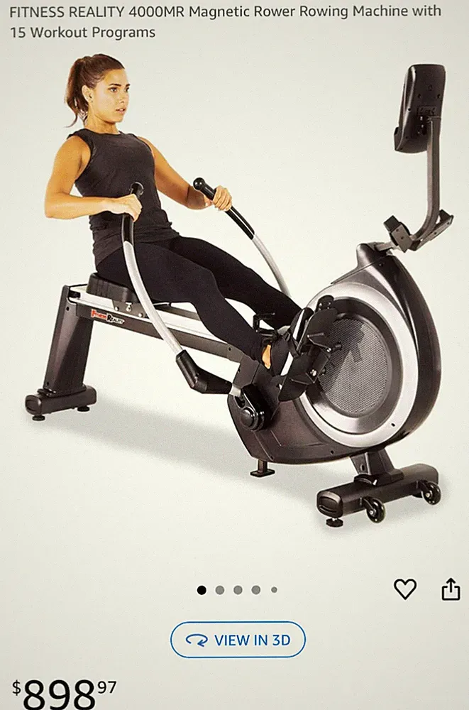 FITNESS REALITY 4000MR Magnetic Rower Rowing Machine with 15 Workout Programs