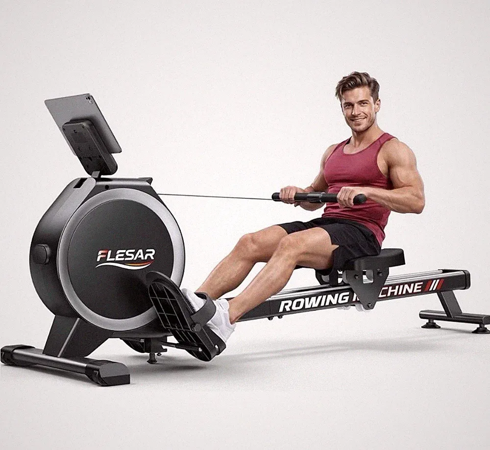 FLESAR FS1 Magnetic Rowing Machine w/ LCD Display, 350 lb Max, Deep Black