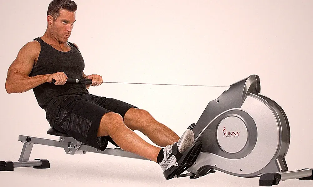Flip & Foldable Rowing Machine for Home W/Extended Slide Rail, Full-Body Workout