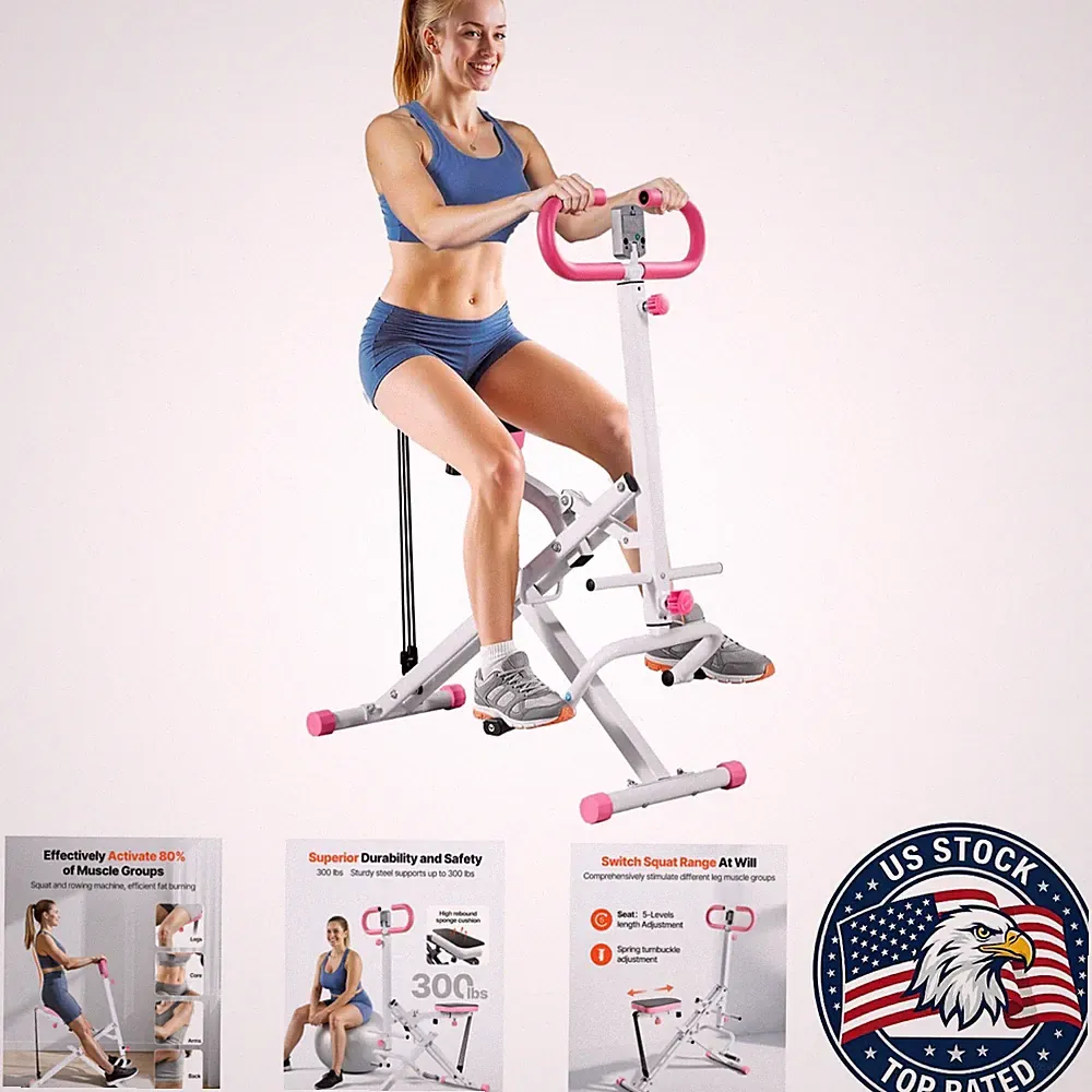 Foldable Deep Squat Machine for Home – 5-Level Adjustable Glute Trainer & LCD...
