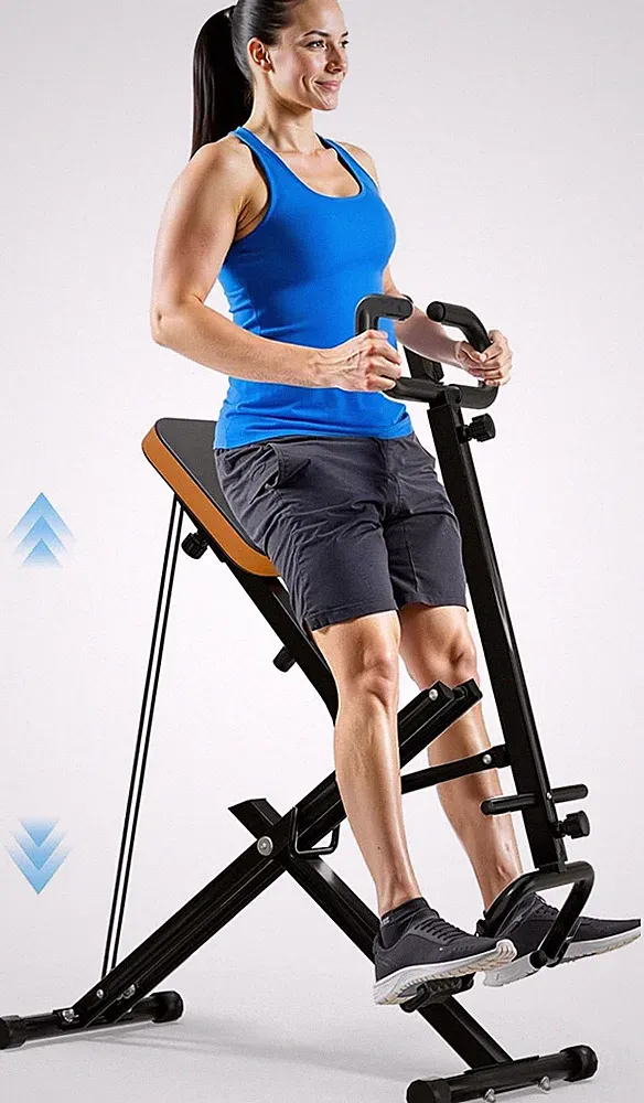 Foldable Deep Squat & Rowing Machine with Adjustable Resistance for Home Workout