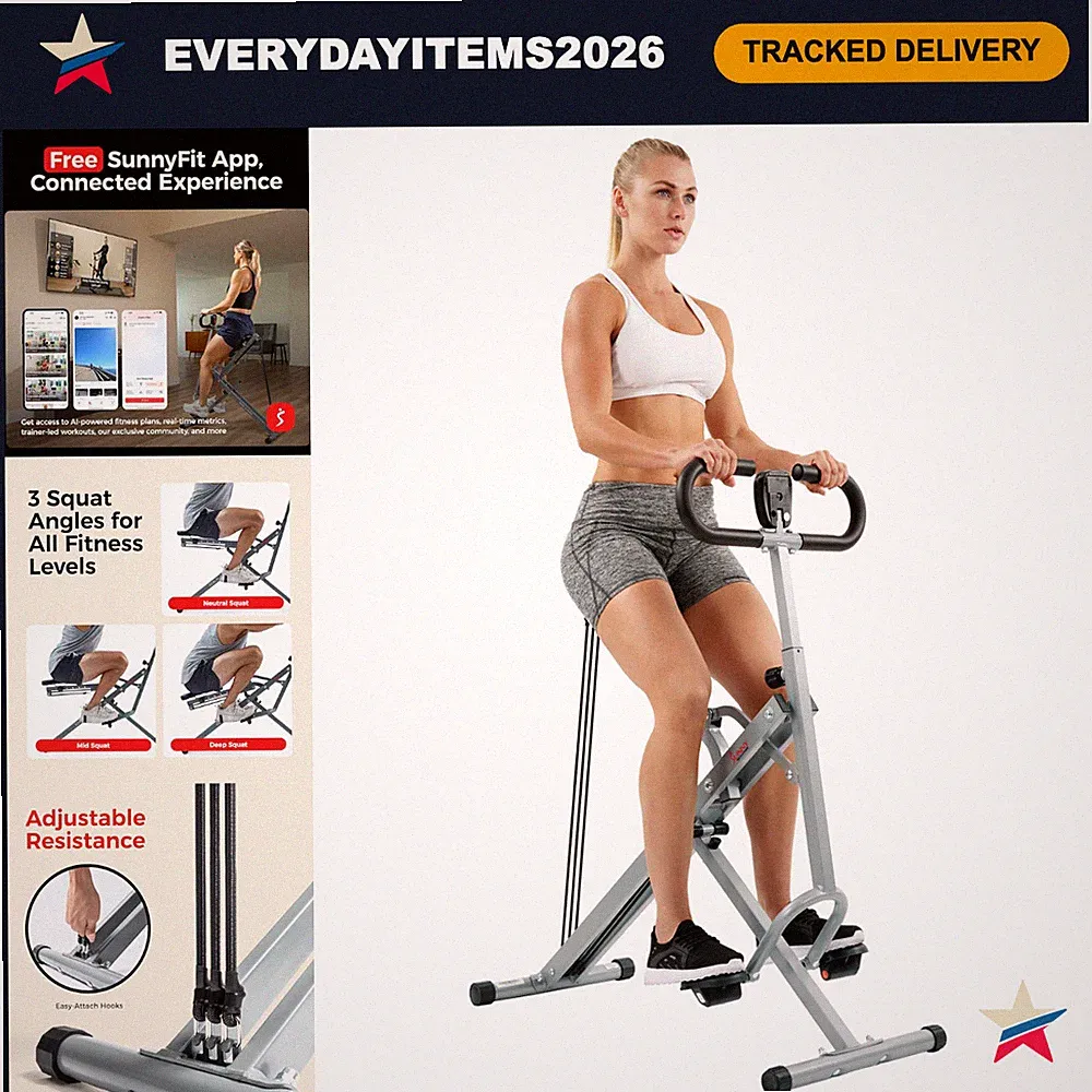 Foldable Glute & Leg Trainer, Smart Row-N-Ride Squat Assist Rower, App-Connected