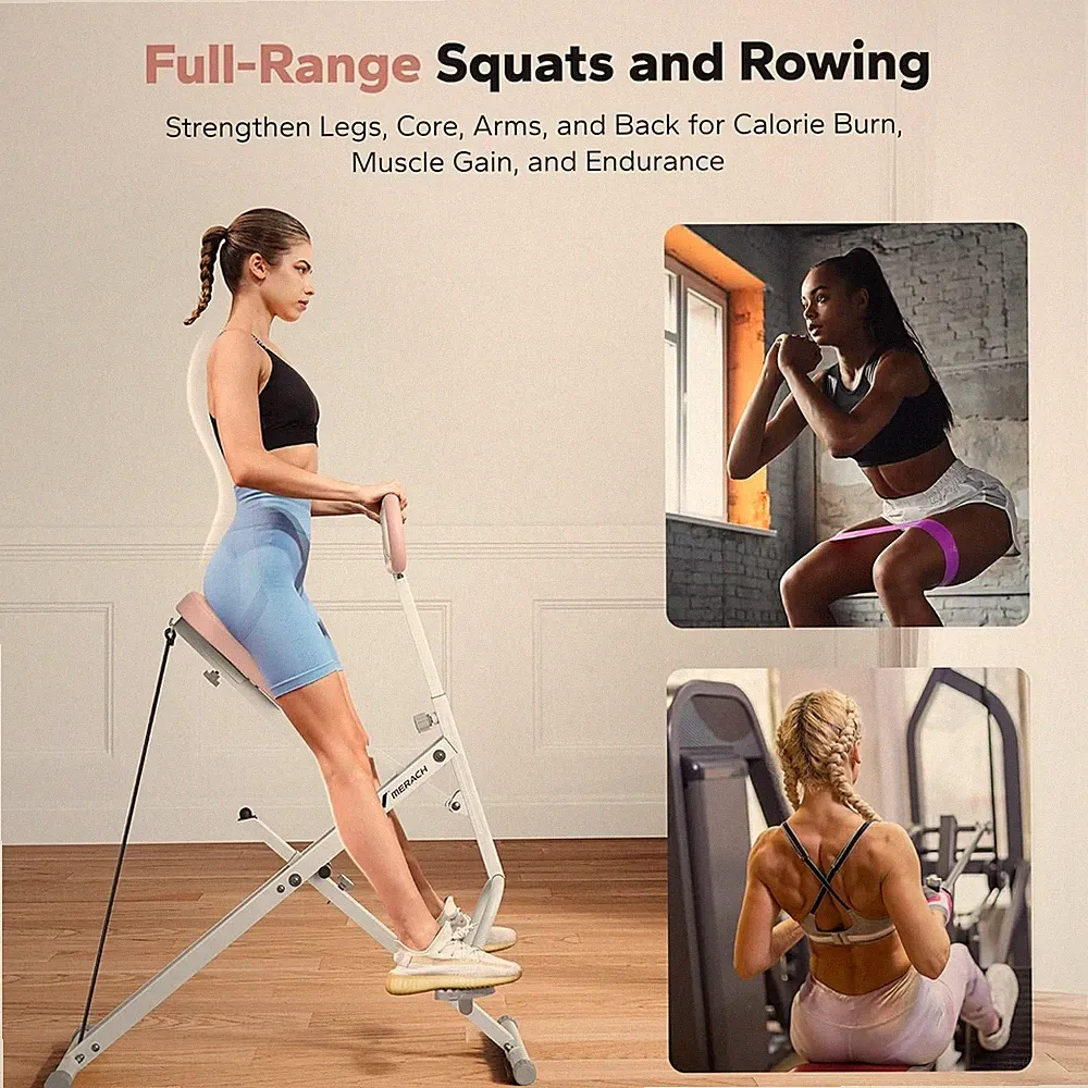 Foldable MERACH R07 Squat Rowing Machine – 2‑in‑1 Glute & Leg Home Gym