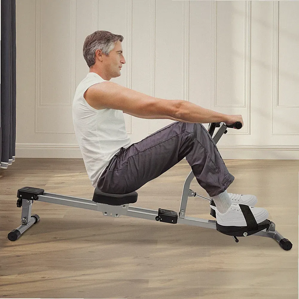 Foldable Rowing Home Rowing Exercise Machine Hydraulic Rowing Machine LED Meter