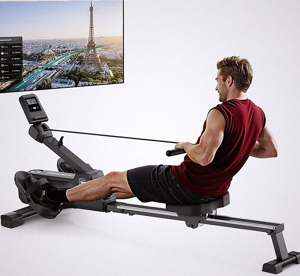 Foldable Rowing Machines for Home, Magnetic Rowing Machine with 16-Level, Compac